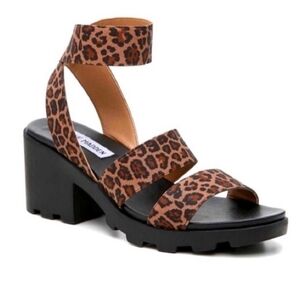 Steve Madden Women Haidar Chunky Tractor Platform Heels Sandals sz 8